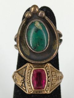 Gold Class Ring & Sterling Southwestern Ring