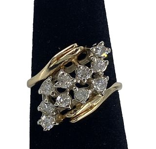 Gold and Diamond Cascade Ring