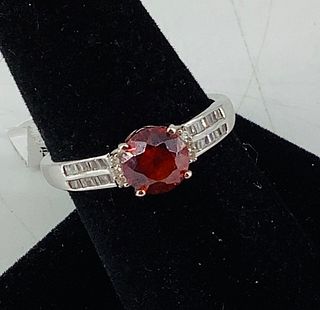 Red Sphalerite & Diamond Ring