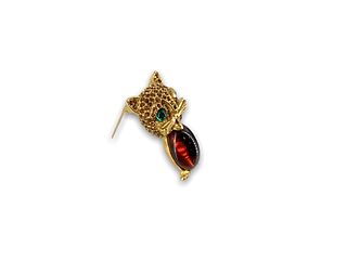 Vintage Gold Tone Jelly Belly Cat Pin