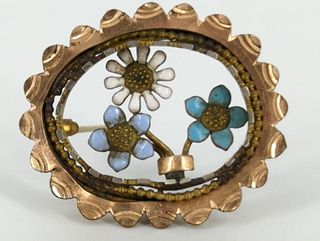 Gold-Plated Vintage Flowers Pin