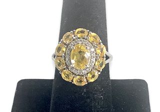 Yellow Sapphire Cluster Ring