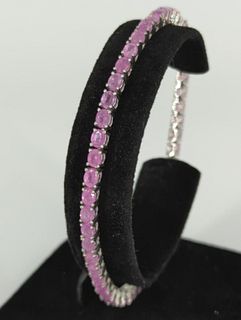 Sterling & Pink Sapphire Tennis Bracelet