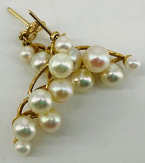 14kt Yellow Gold & Pearl Dangle Earrings