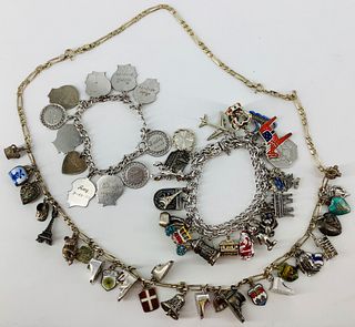 Silver Necklace + Two Bracelets w/Charms