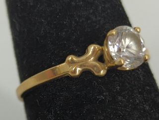 14kt Yellow Gold & Clear CZ Stone Ring