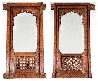 Pair of Antique Indian Teak Mirrors