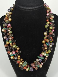 Multi-Strand Pearl & Semi-Precious Stone Necklace