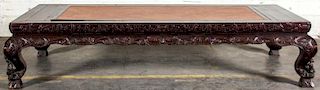 Large Antique Chinese Carved/Lacquer Platform Bed