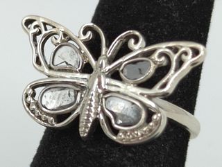 Sterling + Diamonds Butterfly Ring