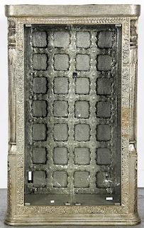 Repousse Metal Clad Glass Front Cabinet