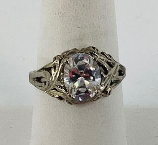 Sterling and Clear Diamante Stone Fashion Ring