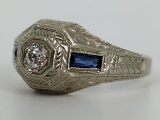 Vintage 18kt Gold, Diamond & Gemstone Ring