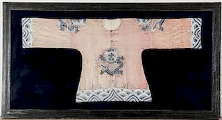 Antique Chinese Silk Embroidered Robe in Frame
