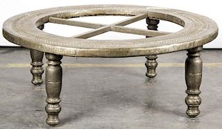 Hammered Metal Clad Indian Coffee Table
