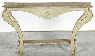 Contemporary Chased Metal Clad Console Table