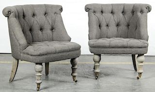 Pair of Tufted Club Chairs