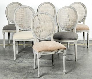 6 Louis XVI Style Caned Back Side Chairs
