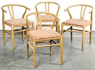 4 Hans Wegner Style Wishbone Chairs