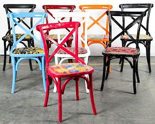 8 Modern Painted Bentwood Chairs