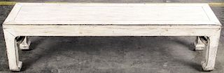 Modern Chinese White Lacquer Bench