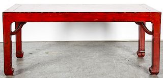 Modern Chinese Red Lacquer Dining Table