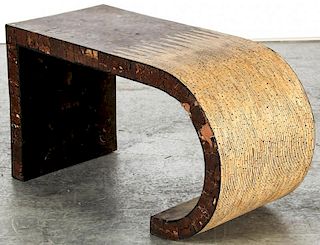 Modern Asian Inlaid Wood Side Table