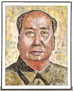 Modern Chinese Painting of Chairman Mao:  77" x 61"