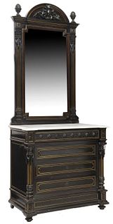 FRENCH NAPOLEON III MIRRORED DRESSING COMMODE