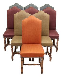 (9) FRENCH LOUIS XIV STYLE UPHOLSTERED SIDE CHAIRS