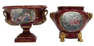 (2) FRENCH LIMOGES HAND-PAINTED PORCELAIN VASES
