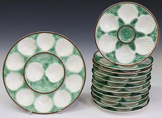 (12) FRENCH MAJOLICA OYSTER SERVICE