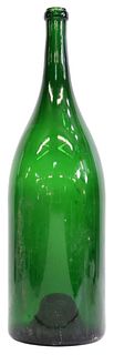 LARGE FRENCH GLASS CHAMPAGNE BOTTLE, 22.25"H