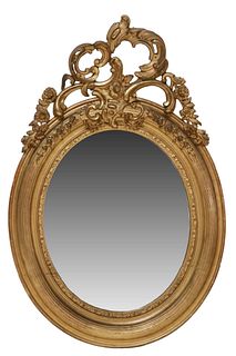 FRENCH LOUIS XV STYLE GILTWOOD OVAL MIRROR