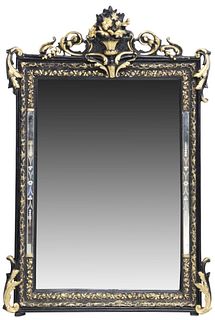 FRENCH PARCEL GILT & PAINTED MIRROR, 19TH C.