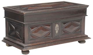 FRENCH LOUIS XIII STYLE CARVED WALNUT COFFER TRUNK
