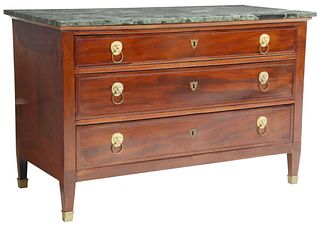FRENCH MARBLE-TOP MAHOGANY COMMODE, 19TH C.