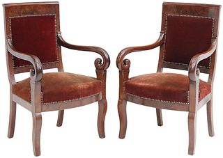 5) FRENCH LOUIS PHILIPPE PERIOD MAHOGANY FAUTEUILS
