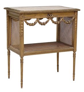 LOUIS XVI STYLE MARBLE-TOP GILTWOOD SERVICE TABLE