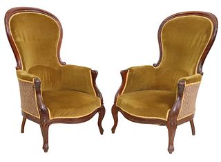 (2) FRENCH LOUIS PHILIPPE UPHOLSTERED BERGERES
