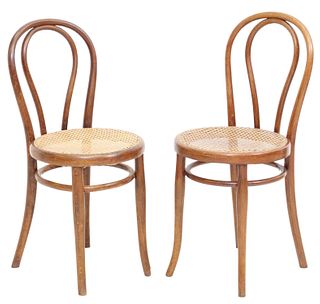 (6) THONET NO. 18 BENTWOOD & CANE BISTRO CHAIRS