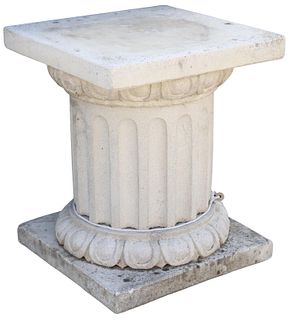 CAST STONE FLUTED PEDESTAL STAND, 15"H