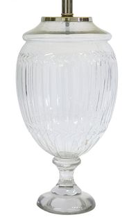 VINTAGE CUT GLASS URN-FORM TABLE LAMP