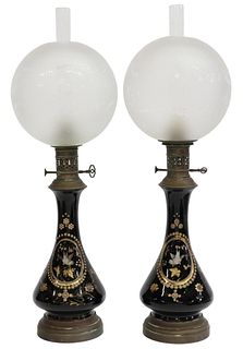 (2) FRENCH NAPOLEON III PERIOD PORCELAIN OIL LAMPS