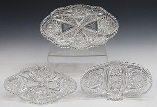 3) AMERICAN BRILLIANT PERIOD CRYSTAL RELISH DISHES