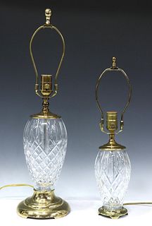 (2) WATERFORD 'ARAGLIN' CUT CRYSTAL TABLE LAMPS