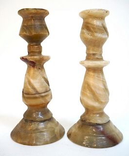 Pair Of Onyx Single Candle Candlesticks