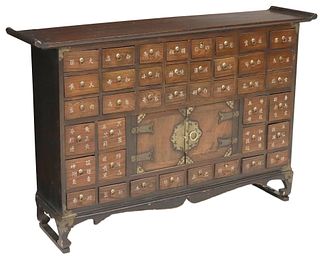 CHINESE GILT-METAL MOUNTED APOTHECARY CABINET