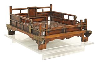 CHINESE WOOD CHILD'S BED, NOW A COFFEE TABLE