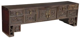 CHINESE TABLETOP CARVED FLORAL CHEST/ CABINET